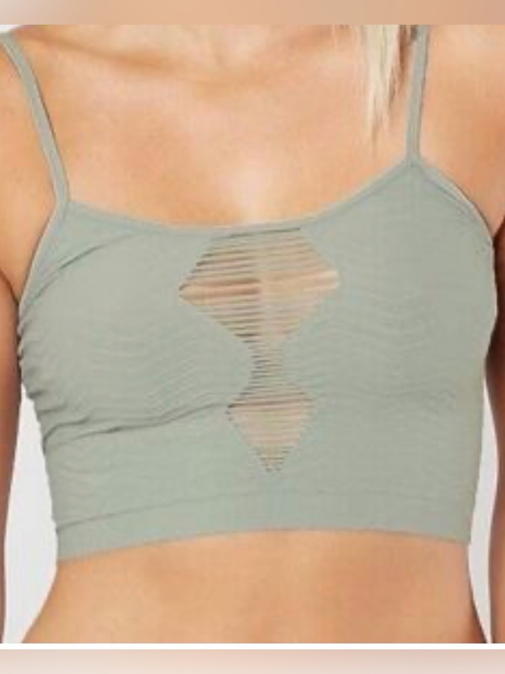 Buckle BKE Seamless Strappy Cutout Bralette - Sage Green Size XS/S